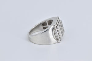 Sterling Silver Square Cubic Zirconia Pave Encrusted Ring
