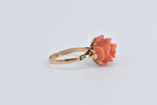 Load image into Gallery viewer, 14K 3D Rose Coral Flower Ornate Statement Ring Yellow Gold
