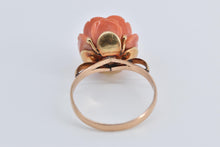 Load image into Gallery viewer, 14K 3D Rose Coral Flower Ornate Statement Ring Yellow Gold