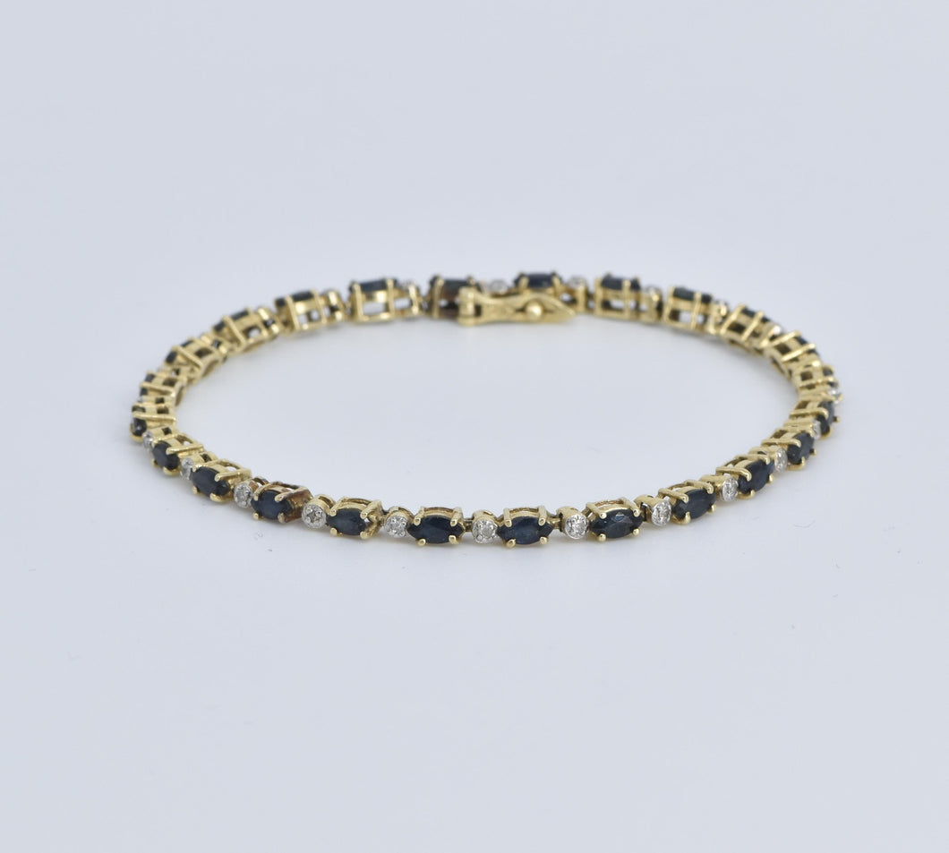 14K Marquise Sapphire Natural Diamond Tennis Bracelet 7.25