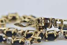 Load image into Gallery viewer, 14K Marquise Sapphire Natural Diamond Tennis Bracelet 7.25&quot; Yellow Gold