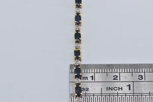 14K Marquise Sapphire Natural Diamond Tennis Bracelet 7.25" Yellow Gold