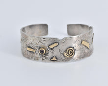Load image into Gallery viewer, Sterling Silver 14k Gold Tourmaline Geometric Statement Cuff Bracelet 6.5&quot;