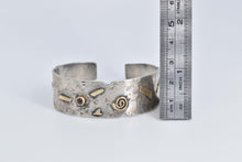 Load image into Gallery viewer, Sterling Silver 14k Gold Tourmaline Geometric Statement Cuff Bracelet 6.5&quot;