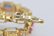 Load image into Gallery viewer, 14K Multi Color Sapphire Natural Diamond Tennis Bracelet 7.25&quot; Yellow Gold
