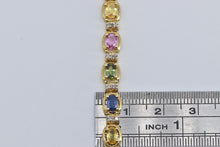 Load image into Gallery viewer, 14K Multi Color Sapphire Natural Diamond Tennis Bracelet 7.25&quot; Yellow Gold