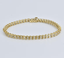 Load image into Gallery viewer, 14K 1.50 Ctw Wavy Natural Diamond Classic Tennis Bracelet 7.25&quot; Yellow Gold