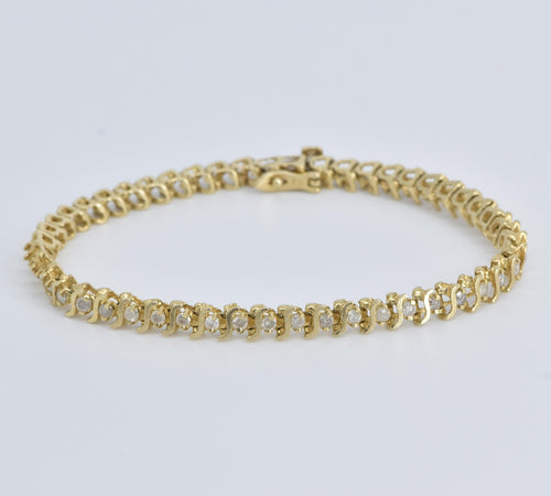 14K 1.50 Ctw Wavy Natural Diamond Classic Tennis Bracelet 7.25