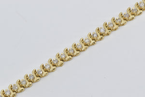 14K 1.50 Ctw Wavy Natural Diamond Classic Tennis Bracelet 7.25" Yellow Gold