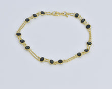 Load image into Gallery viewer, 18K Oval Sapphire Vintage Layered Chain Statement Bracelet 7&quot; Yellow Gold