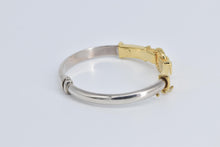 Load image into Gallery viewer, Sterling Silver 14k Gold Buckle Ornate Statement Bangle Bracelet 7.25&quot;