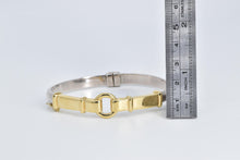 Load image into Gallery viewer, Sterling Silver 14k Gold Buckle Ornate Statement Bangle Bracelet 7.25&quot;