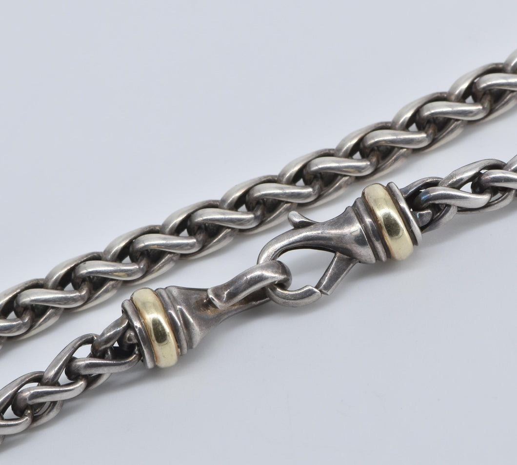 Sterling Silver 14k Gold Accent David Yurman Wheat Chain Necklace 15.75