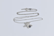 Load image into Gallery viewer, 14K Sea Star Fish Enamel Nazar Cable Chain Necklace 17.25&quot; White Gold