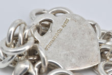Load image into Gallery viewer, Sterling Silver Tiffany &amp; Co Heart Charm Cable Chain Bracelet 7&quot;