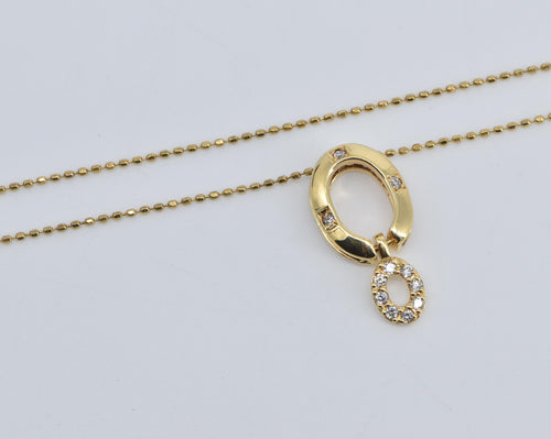 18K Oval Diamond Reversible Convertible Chain Necklace 15.75