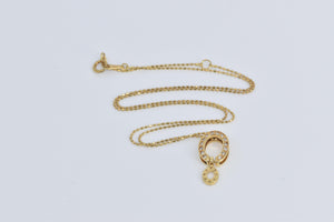 18K Oval Diamond Reversible Convertible Chain Necklace 15.75" Yellow Gold