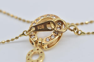 18K Oval Diamond Reversible Convertible Chain Necklace 15.75" Yellow Gold