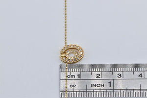 18K Oval Diamond Reversible Convertible Chain Necklace 15.75" Yellow Gold
