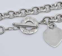 Load image into Gallery viewer, Sterling Silver Tiffany &amp; Co Heart Charm Cable Chain Necklace 16&quot;