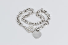 Load image into Gallery viewer, Sterling Silver Tiffany &amp; Co Heart Charm Cable Chain Necklace 16&quot;