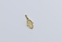 Load image into Gallery viewer, 14K Hamsa Pave Cubic Zirconia Encrusted Pendant Yellow Gold