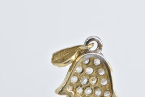 14K Hamsa Pave Cubic Zirconia Encrusted Pendant Yellow Gold