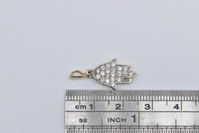 Load image into Gallery viewer, 14K Hamsa Pave Cubic Zirconia Encrusted Pendant Yellow Gold