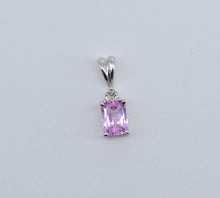 Load image into Gallery viewer, 14K Emerald Cut Pink Topaz Diamond Accent Pendant White Gold