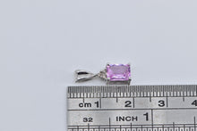 Load image into Gallery viewer, 14K Emerald Cut Pink Topaz Diamond Accent Pendant White Gold