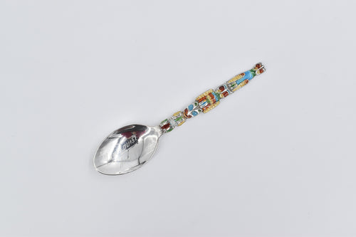 Sterling Silver Lake Louise Atlanta Engraved Enamel Tiki Souvenir Spoon