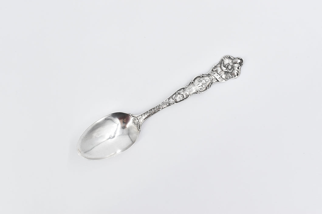 Sterling Silver August Virgo Poppy Flower Birth Month Souvenir Spoon