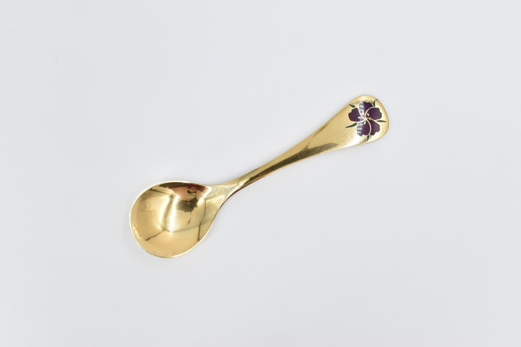 Sterling Silver Georg Jensen 1974 Enamel Gold Plated Annual Spoon
