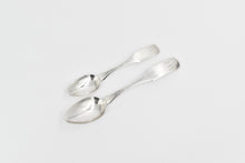 Load image into Gallery viewer, Coin Silver M Monogram Antique 1825 CA Burnett Fiddle Spoon Set 2 pc Coin Silver