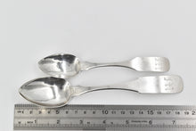 Load image into Gallery viewer, Coin Silver M Monogram Antique 1825 CA Burnett Fiddle Spoon Set 2 pc Coin Silver