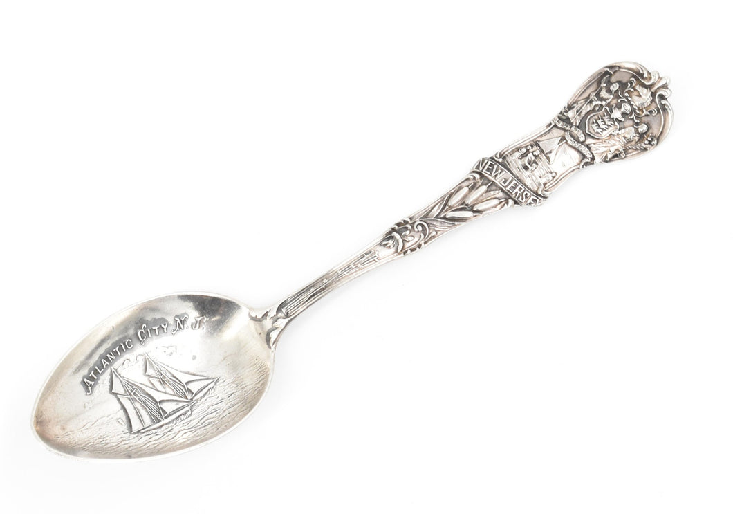 Sterling Silver Atlantic City New Jersey Sail Boat Scene Souvenir Spoon