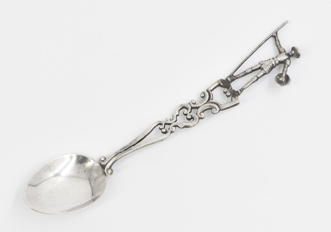 900 Silver Conquistador Ornate 3D Demitasse Souvenir Spoon