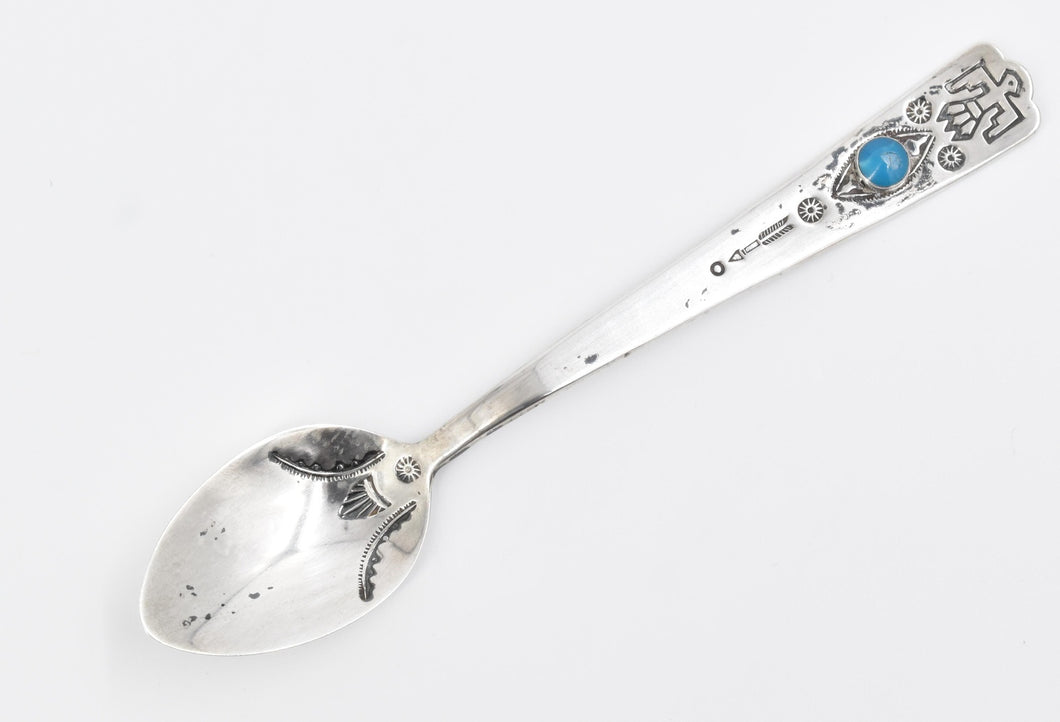 Sterling Silver Southwestern Eagle Turquoise Ornate Souvenir Spoon