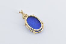 Load image into Gallery viewer, 14K Oval Lapis Lazuli Natural Diamond Vintage Pendant Yellow Gold