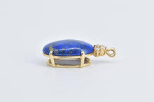 Load image into Gallery viewer, 14K Oval Lapis Lazuli Natural Diamond Vintage Pendant Yellow Gold
