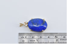 Load image into Gallery viewer, 14K Oval Lapis Lazuli Natural Diamond Vintage Pendant Yellow Gold