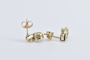10K Diamond Curved Loop Swirl Fashion Stud Earrings Yellow Gold