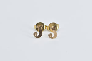 14K J Letter Monogram Initial Letter Baby Stud Earrings Yellow Gold