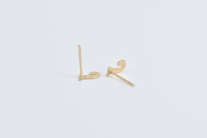 14K J Letter Monogram Initial Letter Baby Stud Earrings Yellow Gold