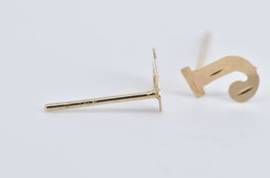 14K J Letter Monogram Initial Letter Baby Stud Earrings Yellow Gold