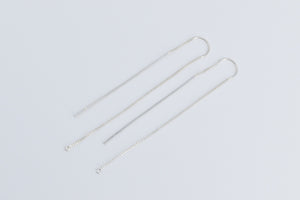 Sterling Silver Dangle Bar Chain Through Ear Fashion Earrings