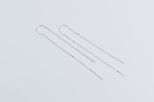 Load image into Gallery viewer, Sterling Silver Dangle Bar Chain Through Ear Fashion Earrings
