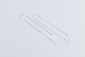 Sterling Silver Dangle Bar Chain Through Ear Fashion Earrings