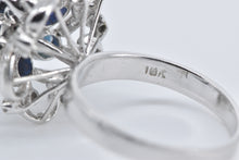Load image into Gallery viewer, 18K Sapphire Flower Natural Diamond Vintage Cocktail Ring White Gold