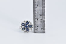 Load image into Gallery viewer, 18K Sapphire Flower Natural Diamond Vintage Cocktail Ring White Gold